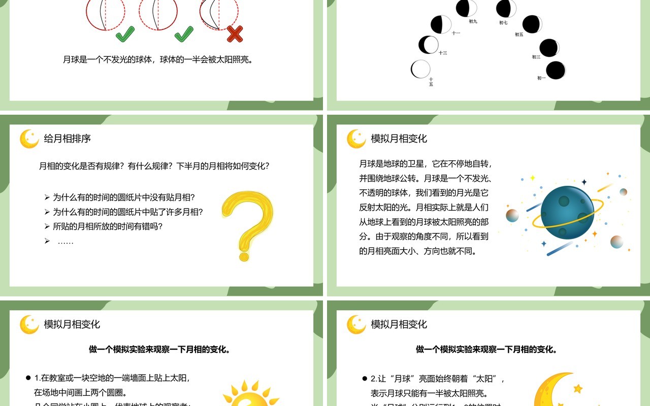 教科版六年级科学下册月相变化课件PPT模板