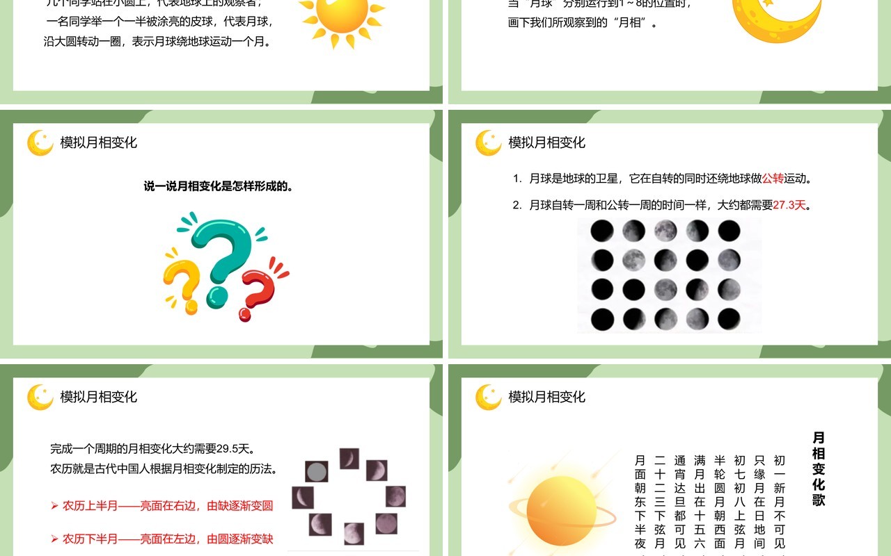 教科版六年级科学下册月相变化课件PPT模板
