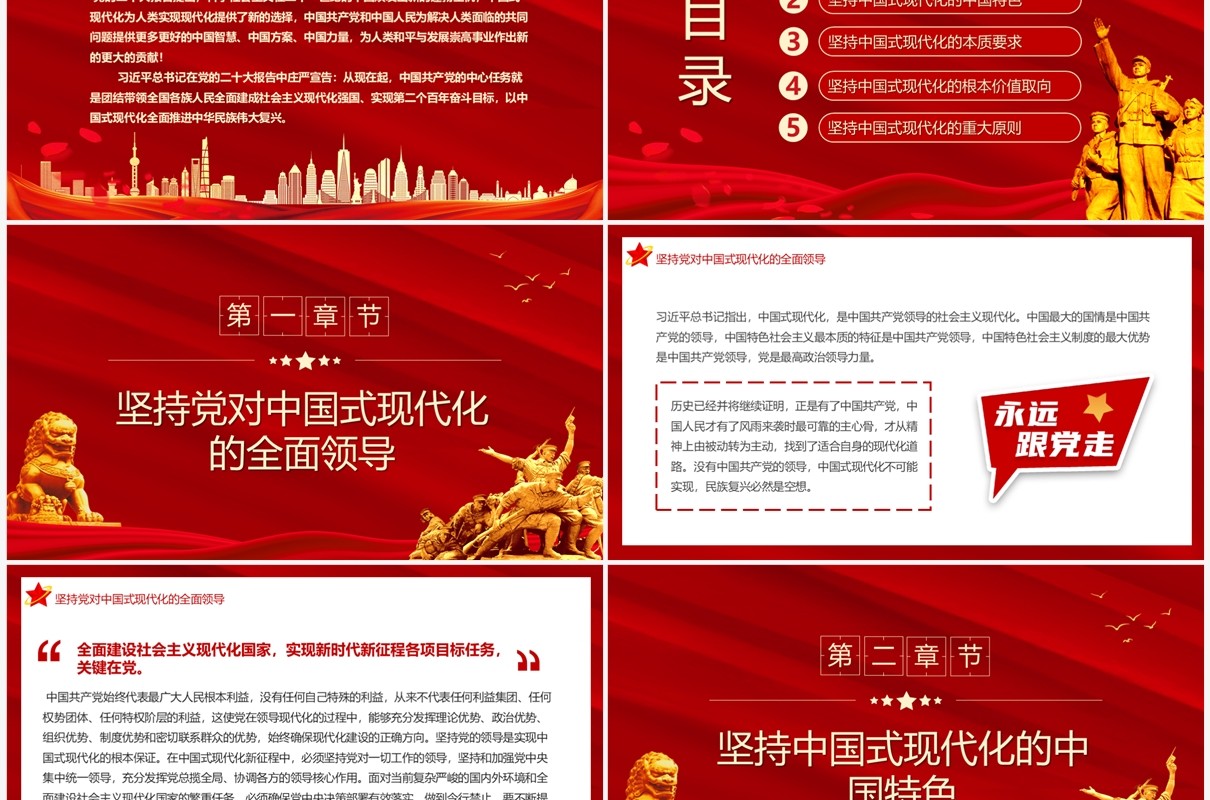 红色党政风中国式现代化理论的新飞跃PPT模板