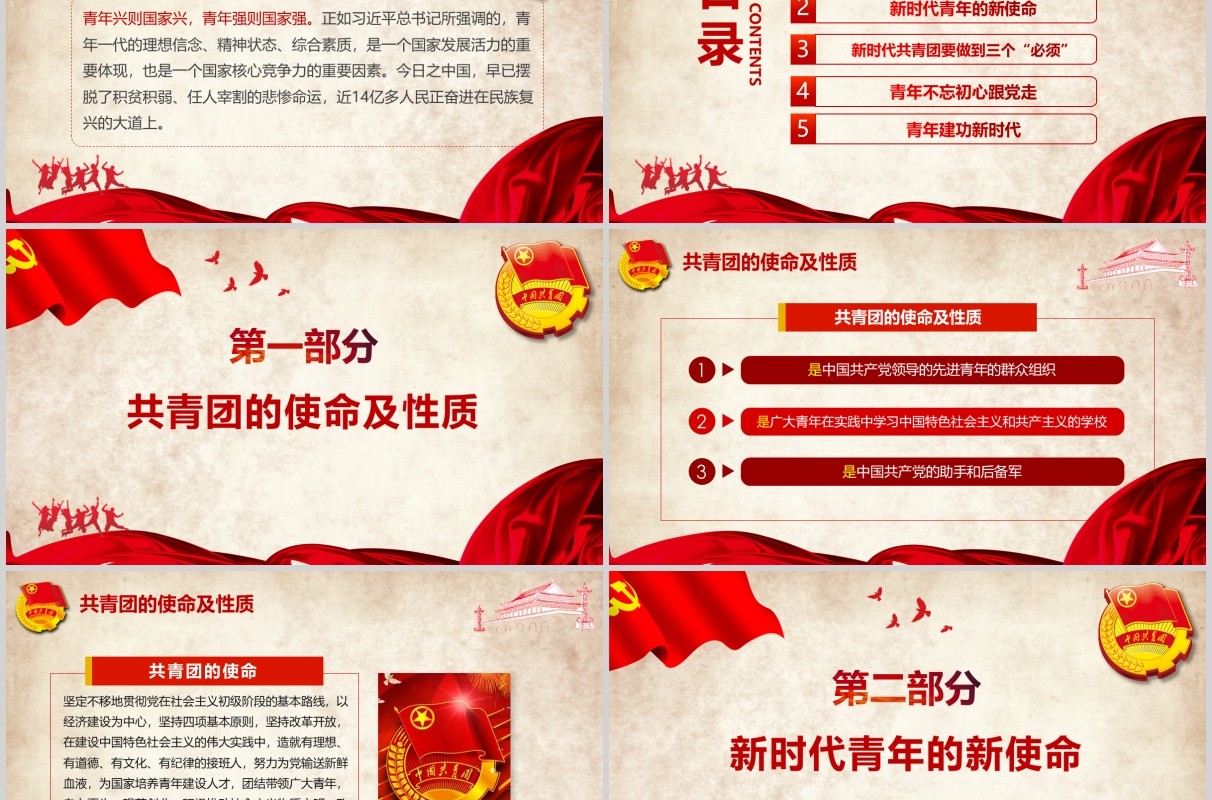 纪念五四运动101周年共青团团员青年节PPT模板