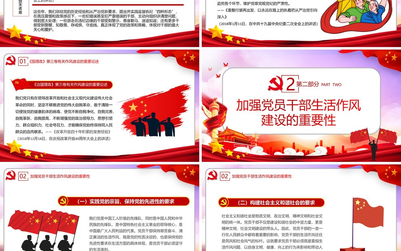 党政风锲而不舍抓作风永不放松严党纪党建党课PPT模板