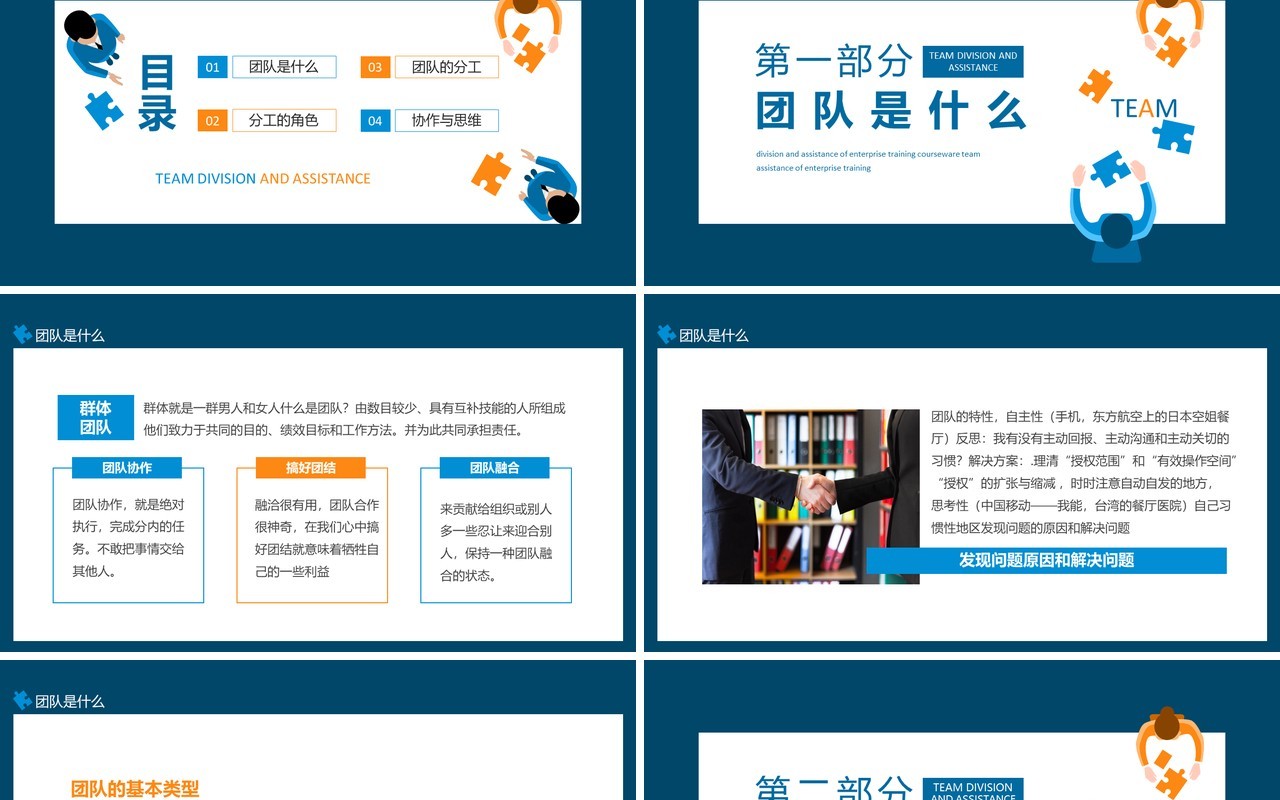 企业培训课件团队的分工与合作动态PPT模板