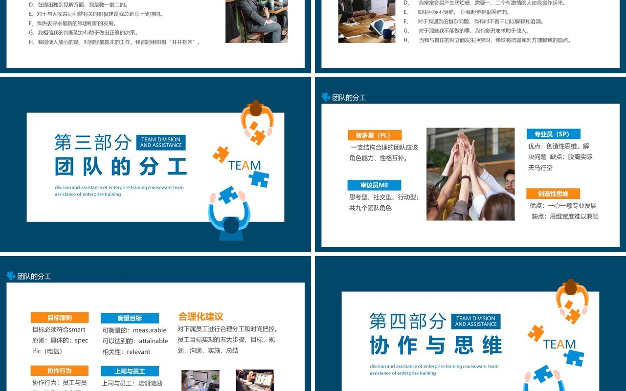 企业培训课件团队的分工与合作动态PPT模板