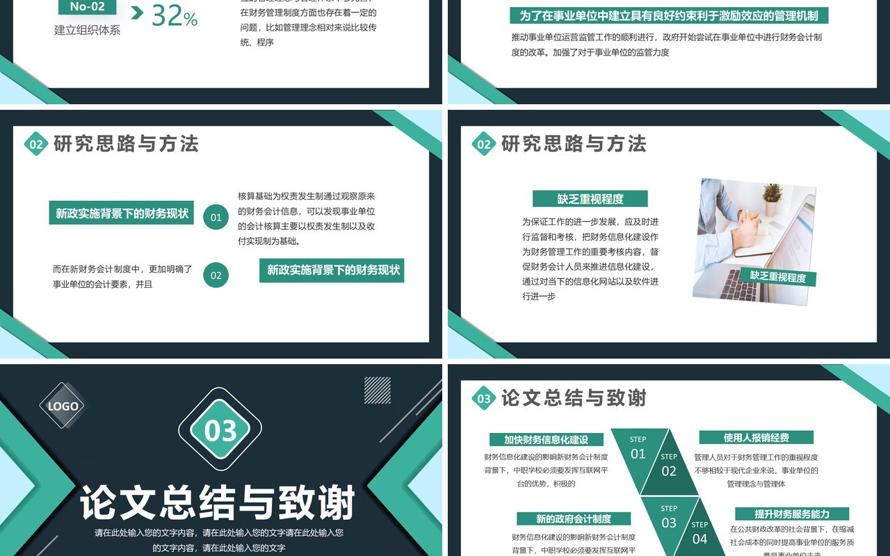 绿色简约风会计专业毕业论文答辩PPT模板