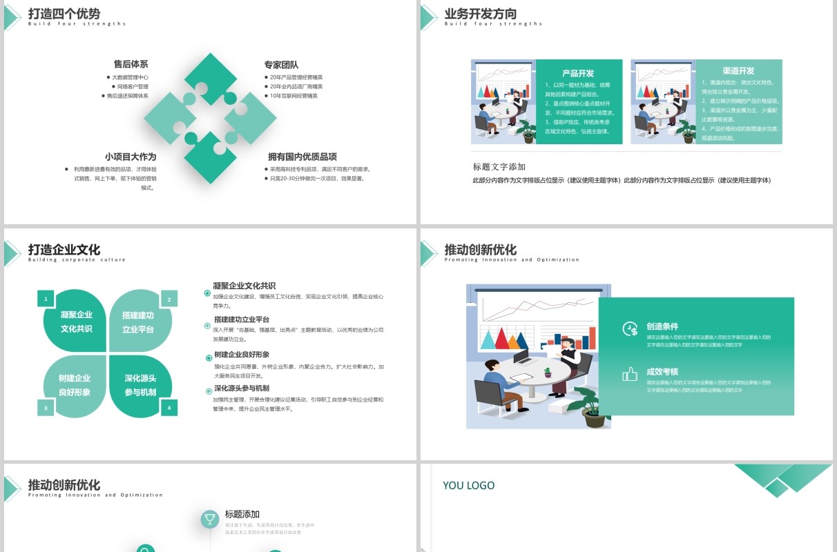 绿色商务经营分析工作汇报PPT模板
