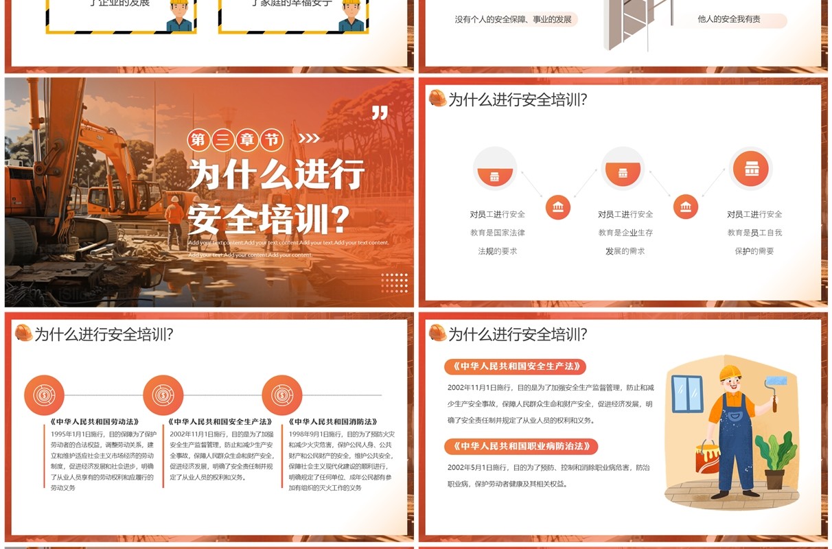 橙色简约风安全生产培训教育宣传PPT模板