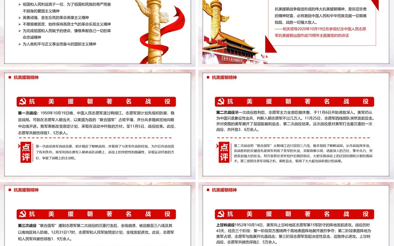 红色简约中国精神谱系宣传PPT模板