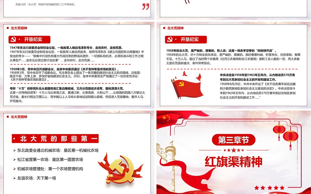 红色简约中国精神谱系宣传PPT模板