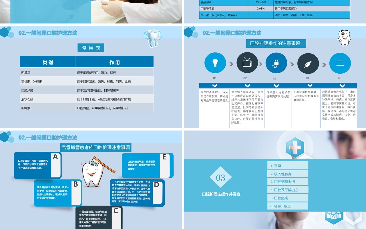 简约口腔护理保健医疗健康教育PPT模板