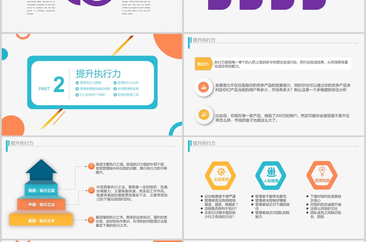 紫色简洁工作效率与能力提升员工培训PPT模板