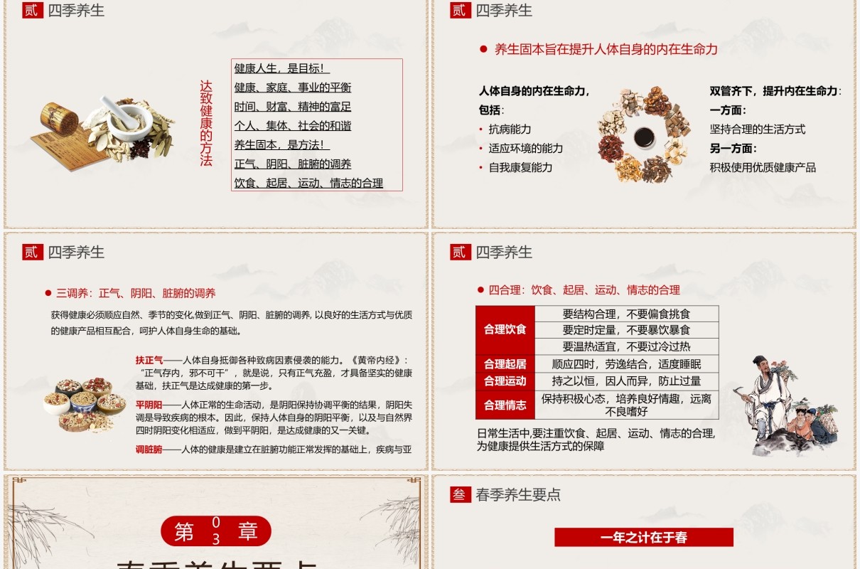 中国风春季中医养生知识讲座PPT模板