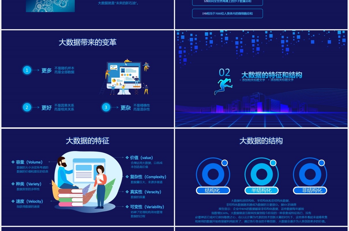 蓝色科技未来互联网大数据云计算PPT模板