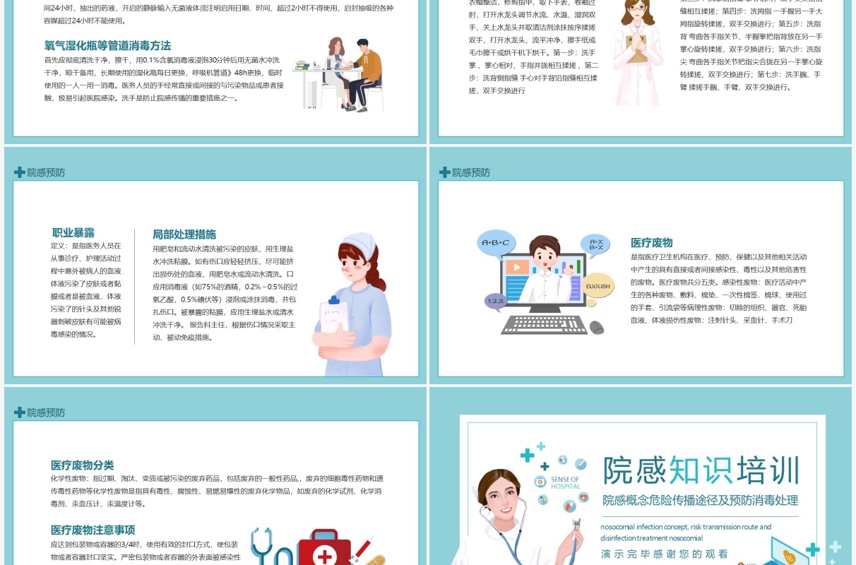 院感概念危险传播途径及预防消毒处理知识培训动态PPT模板