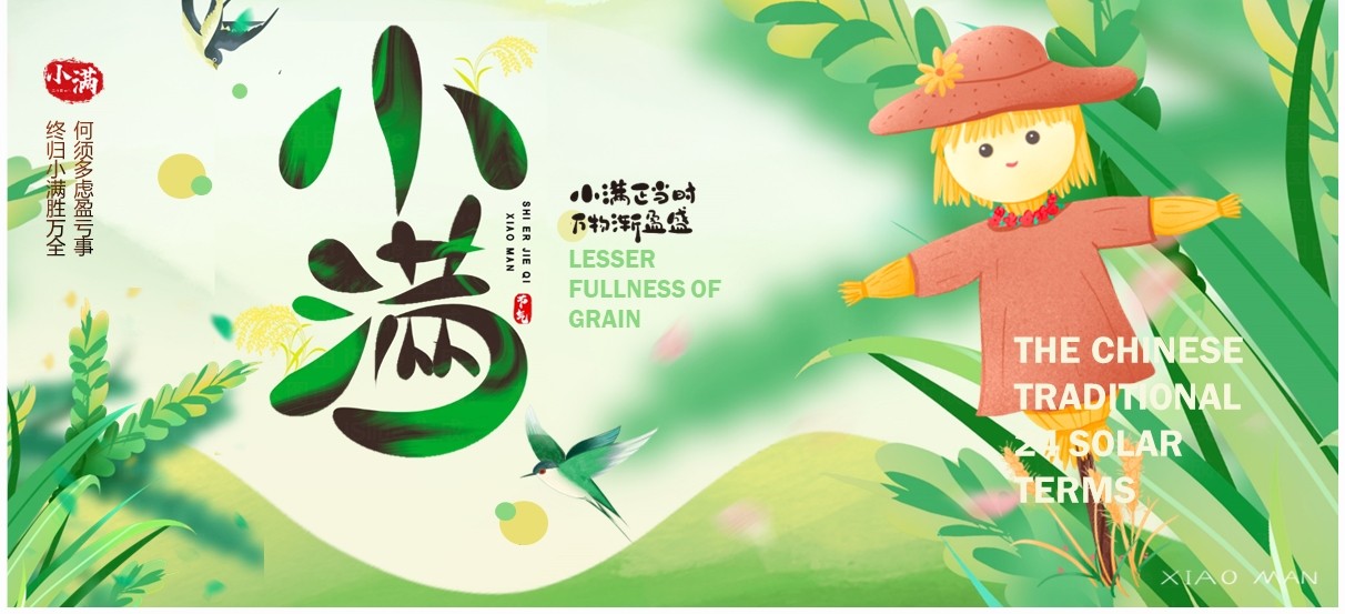绿色清新插画风二十四节气之小满PPT模板