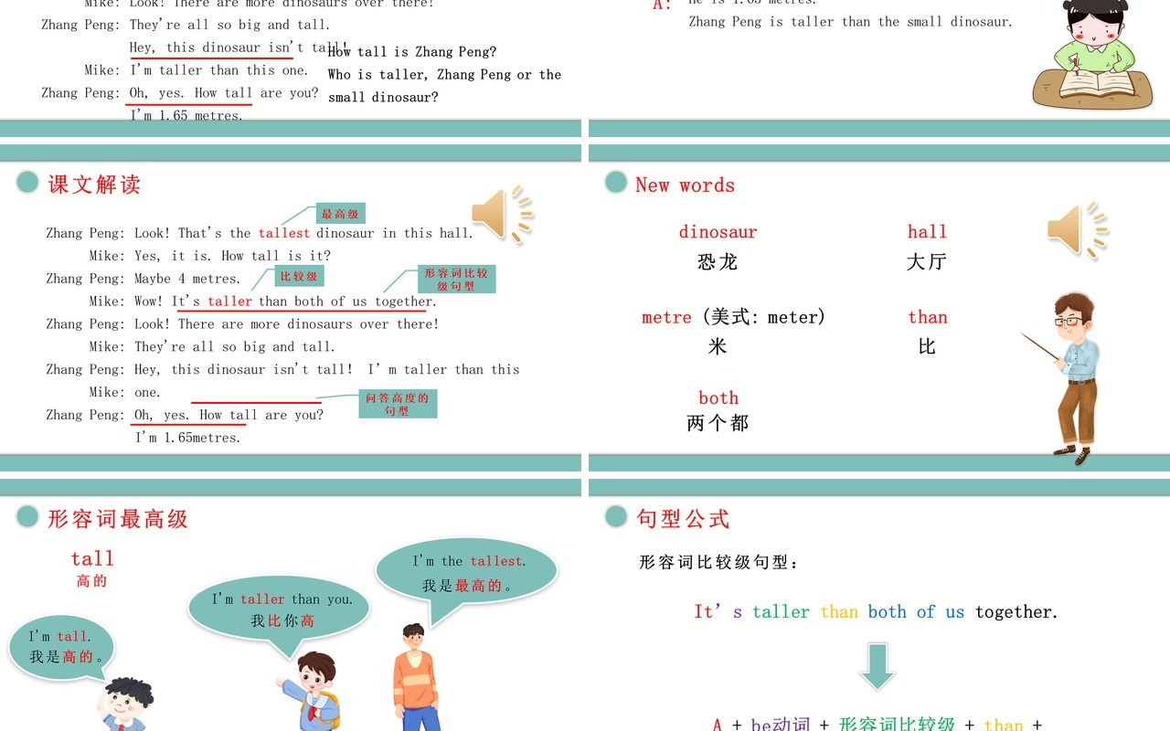 人教版六年级英语下册How tall are you第一课时教育课件PPT模板