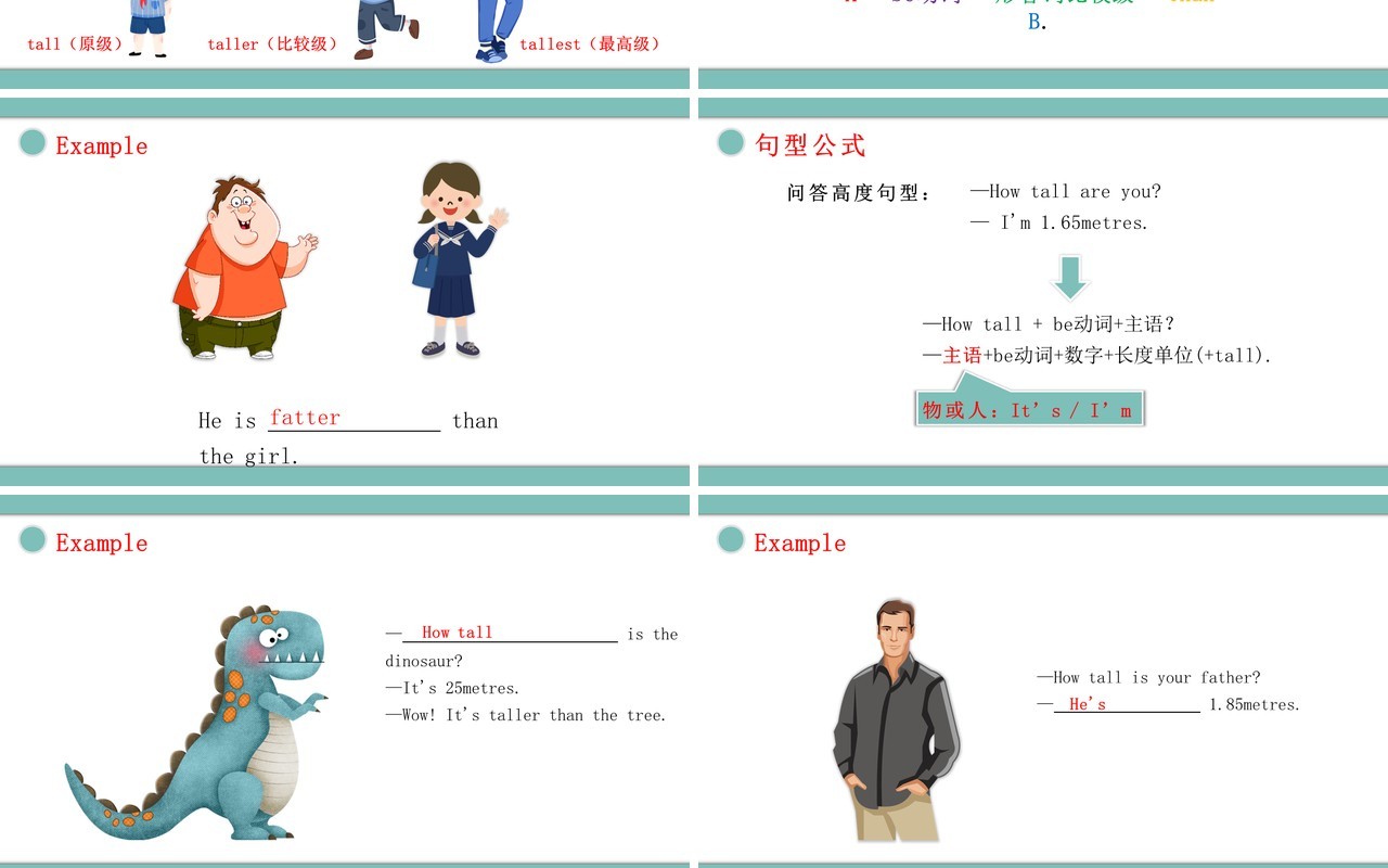 人教版六年级英语下册How tall are you第一课时教育课件PPT模板