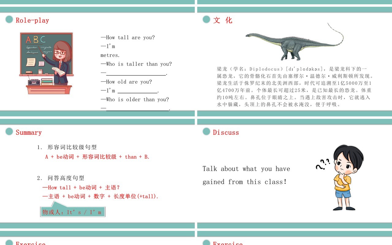 人教版六年级英语下册How tall are you第一课时教育课件PPT模板