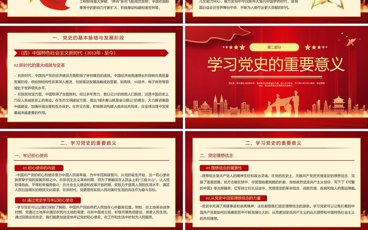 红色党政风学习党史汲取智慧与力量PPT模板(1)