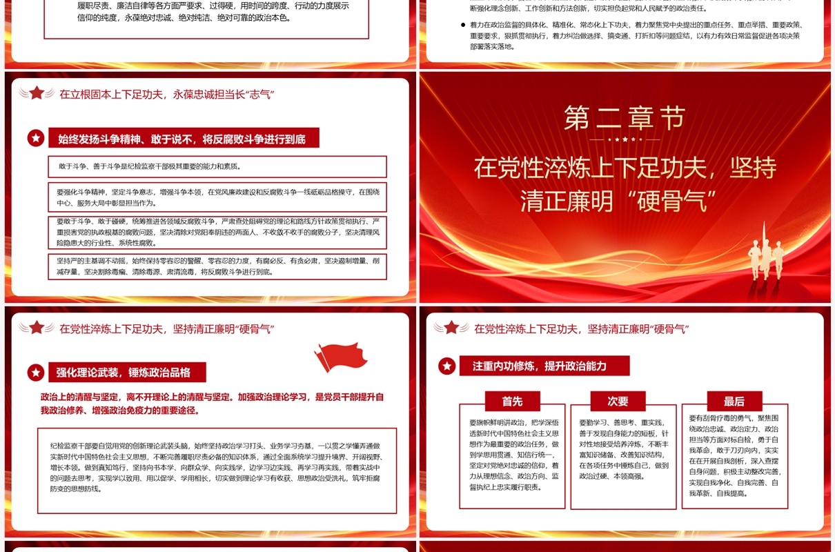红色党政风纪检监察教育整顿PPT模板