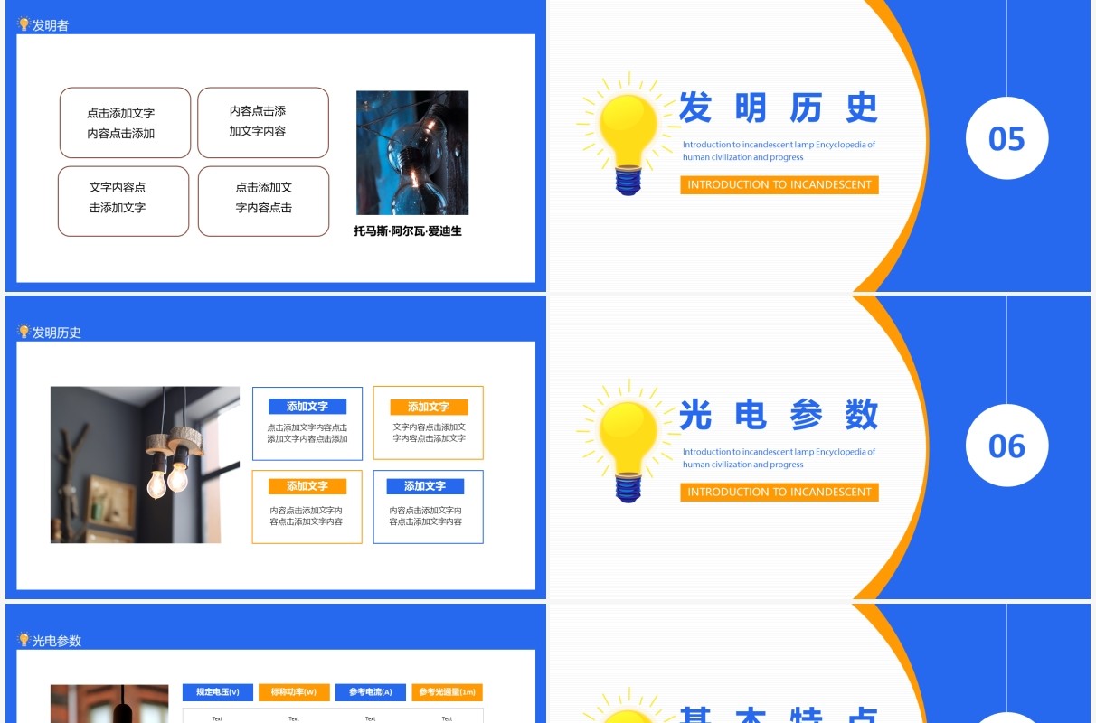 人类文明进步之白炽灯百科介绍动态PPT模板