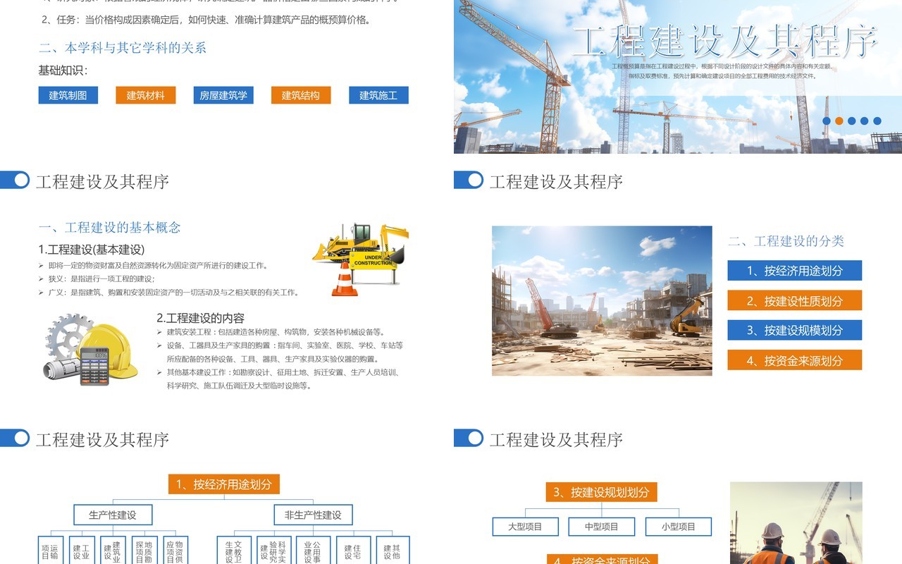 蓝色简约风建筑工程概预算培训PPT模板