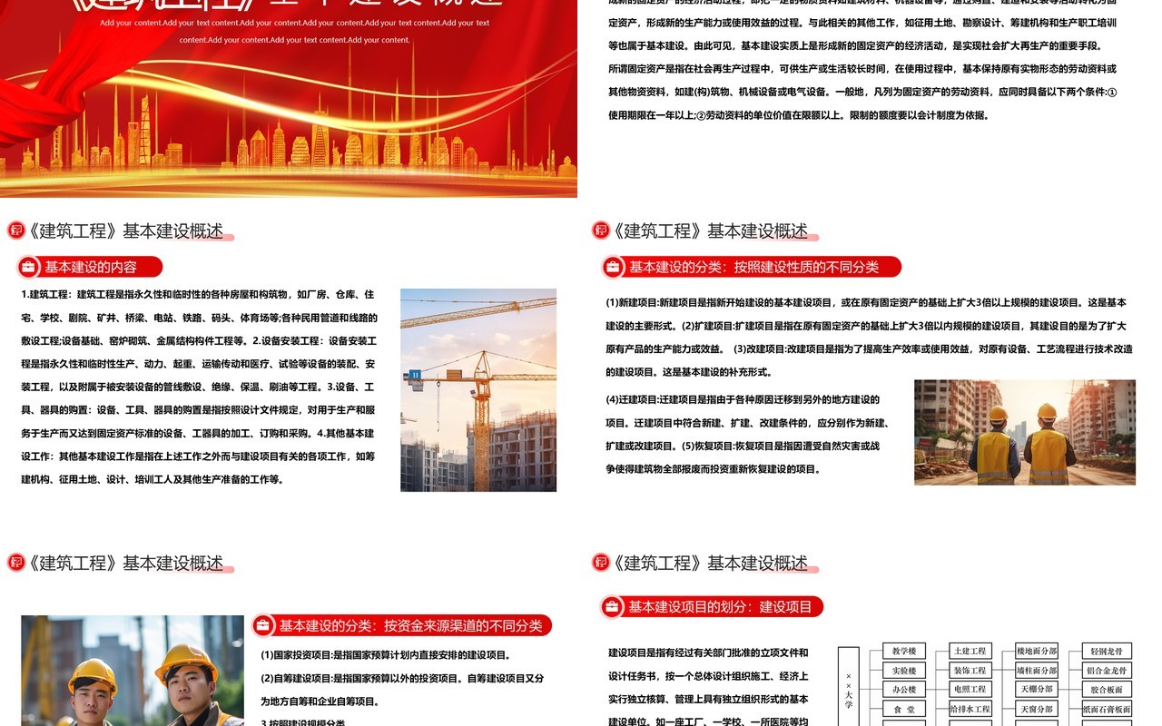 红色简约风建筑工程预算概述PPT模板