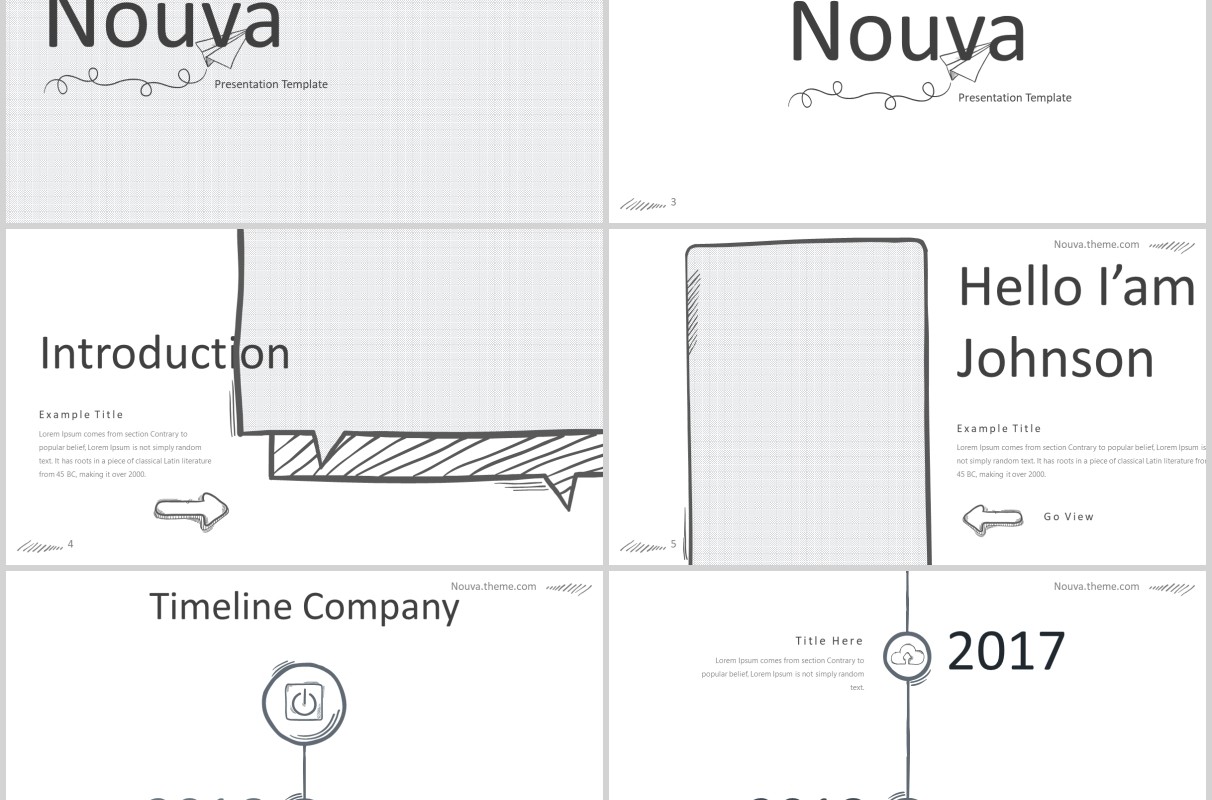 手绘互联网信息图形PPT模板版式设计Nouva Powerpoint Template