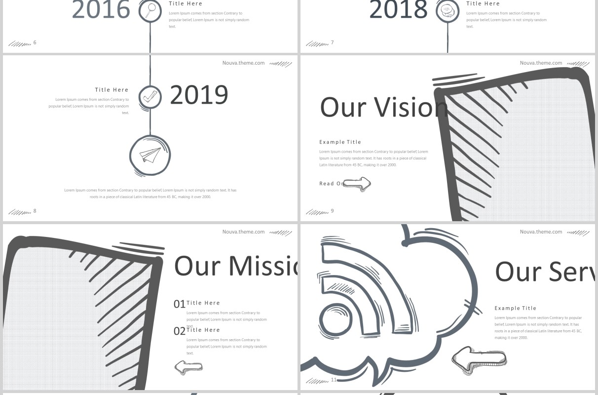 手绘互联网信息图形PPT模板版式设计Nouva Powerpoint Template