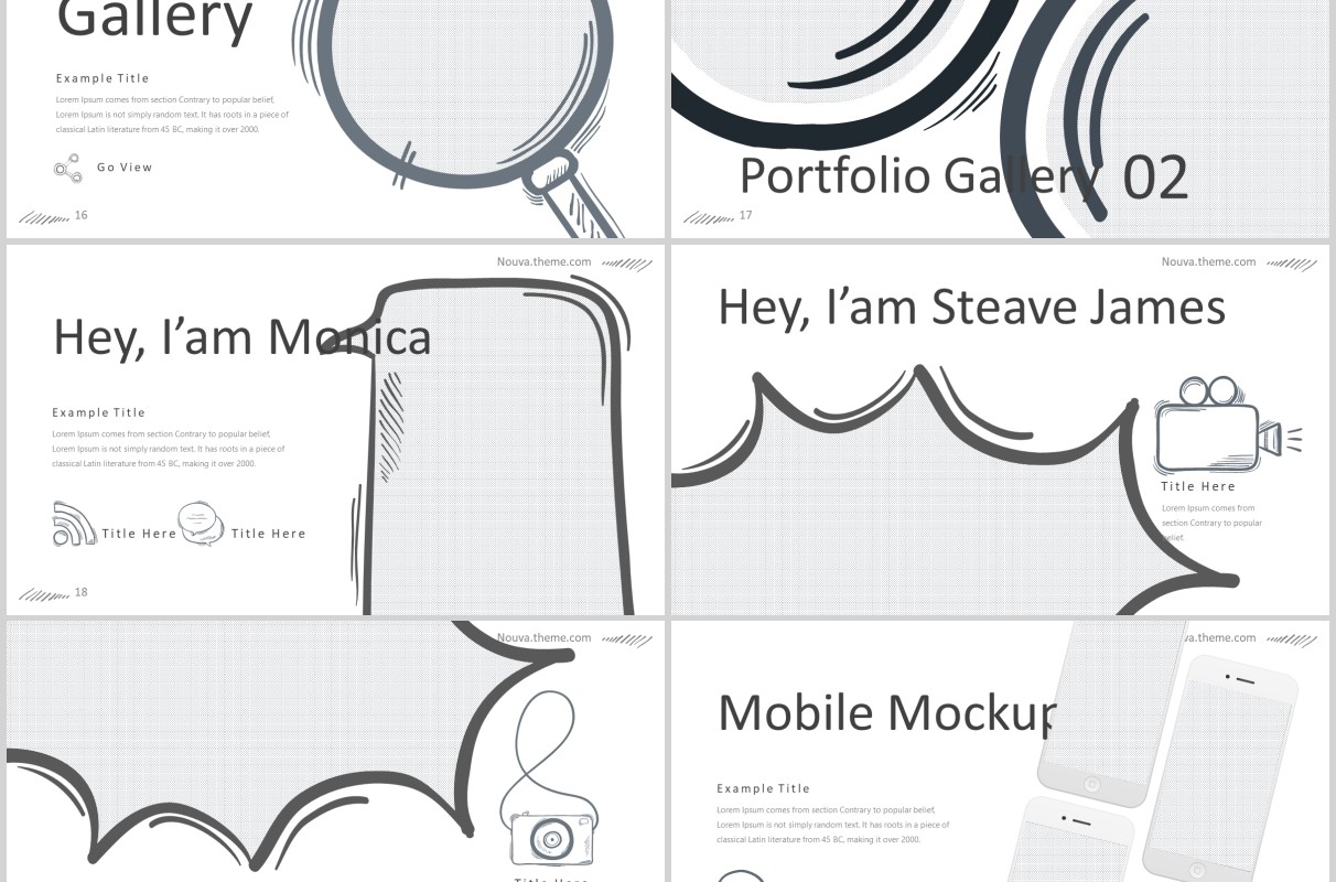 手绘互联网信息图形PPT模板版式设计Nouva Powerpoint Template