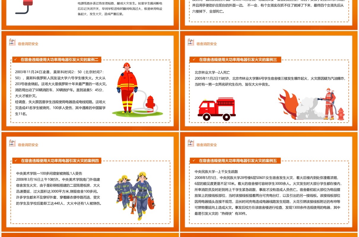 卡通风宿舍公寓安全知识讲座培训PPT模板