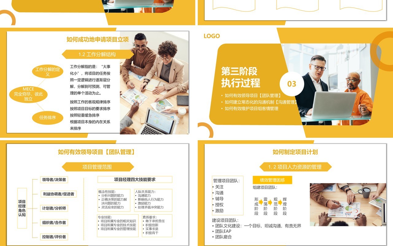 黄色简约商务风公司企业电子商务项目管理培训PPT模板