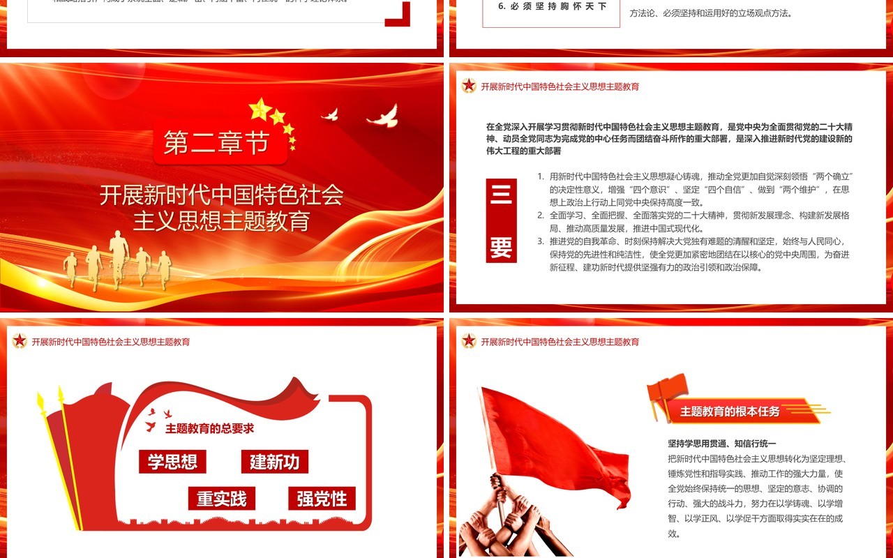 红色党政风学习贯彻主题教育PPT模板