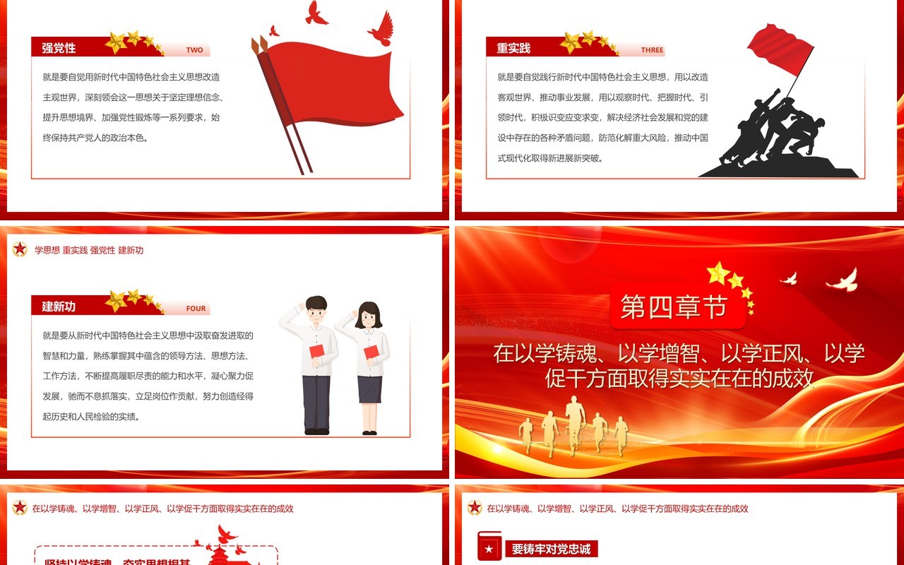 红色党政风学习贯彻主题教育PPT模板