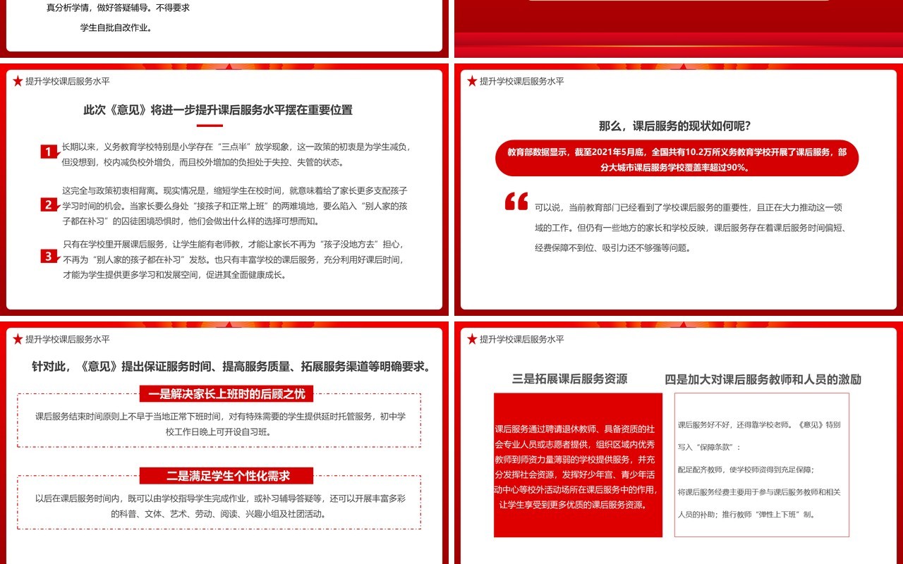 红色简约关于双减中央意见都讲了什么解读PPT模板
