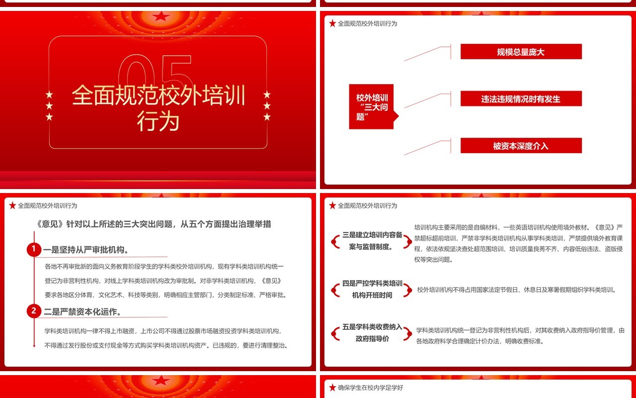红色简约关于双减中央意见都讲了什么解读PPT模板