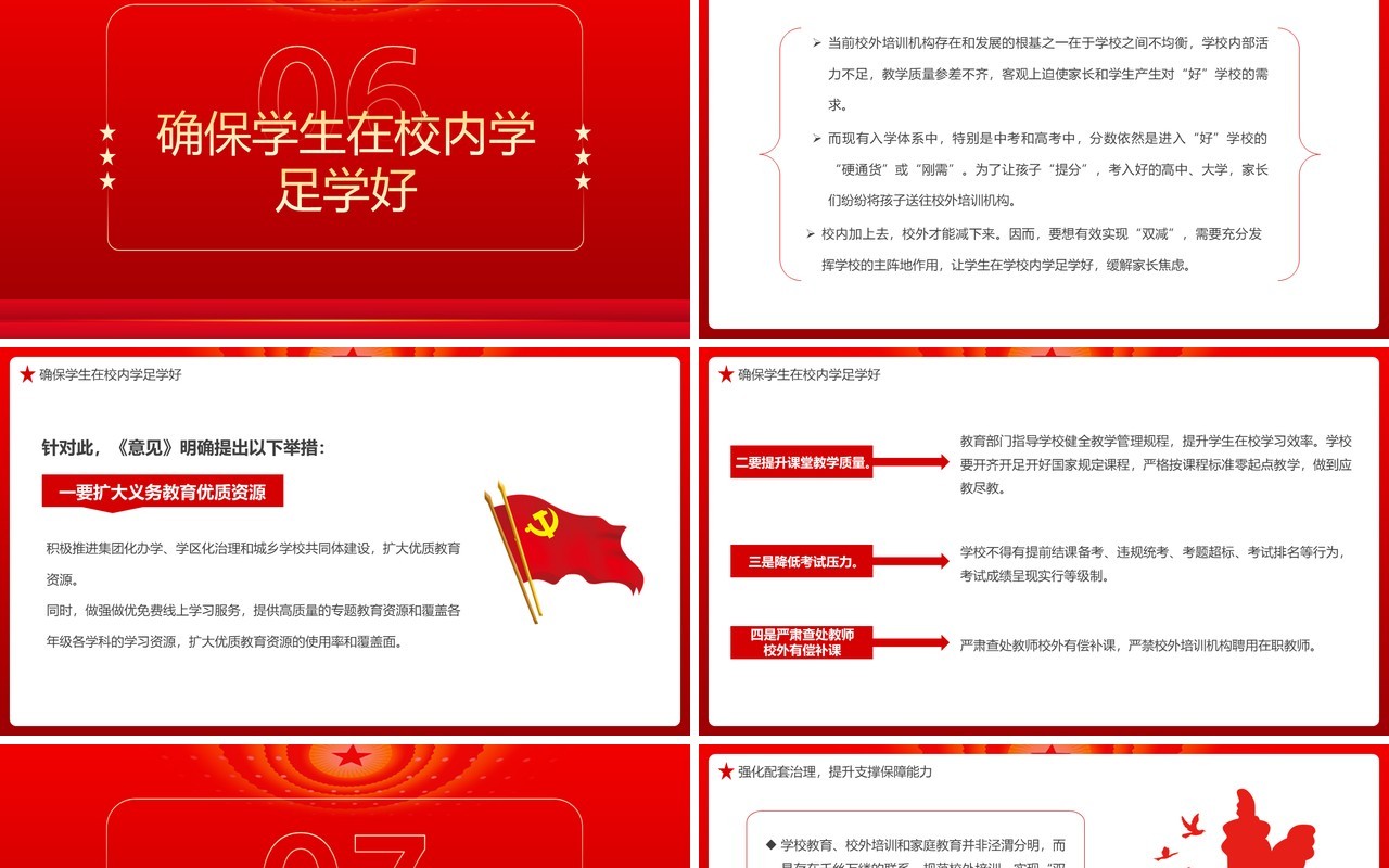 红色简约关于双减中央意见都讲了什么解读PPT模板