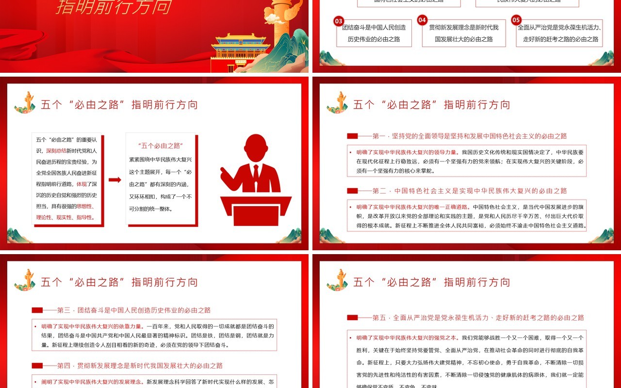 红色中国风中华民族共同体意识PPT模板