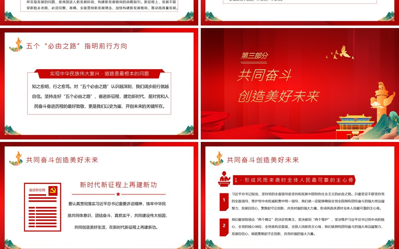 红色中国风中华民族共同体意识PPT模板