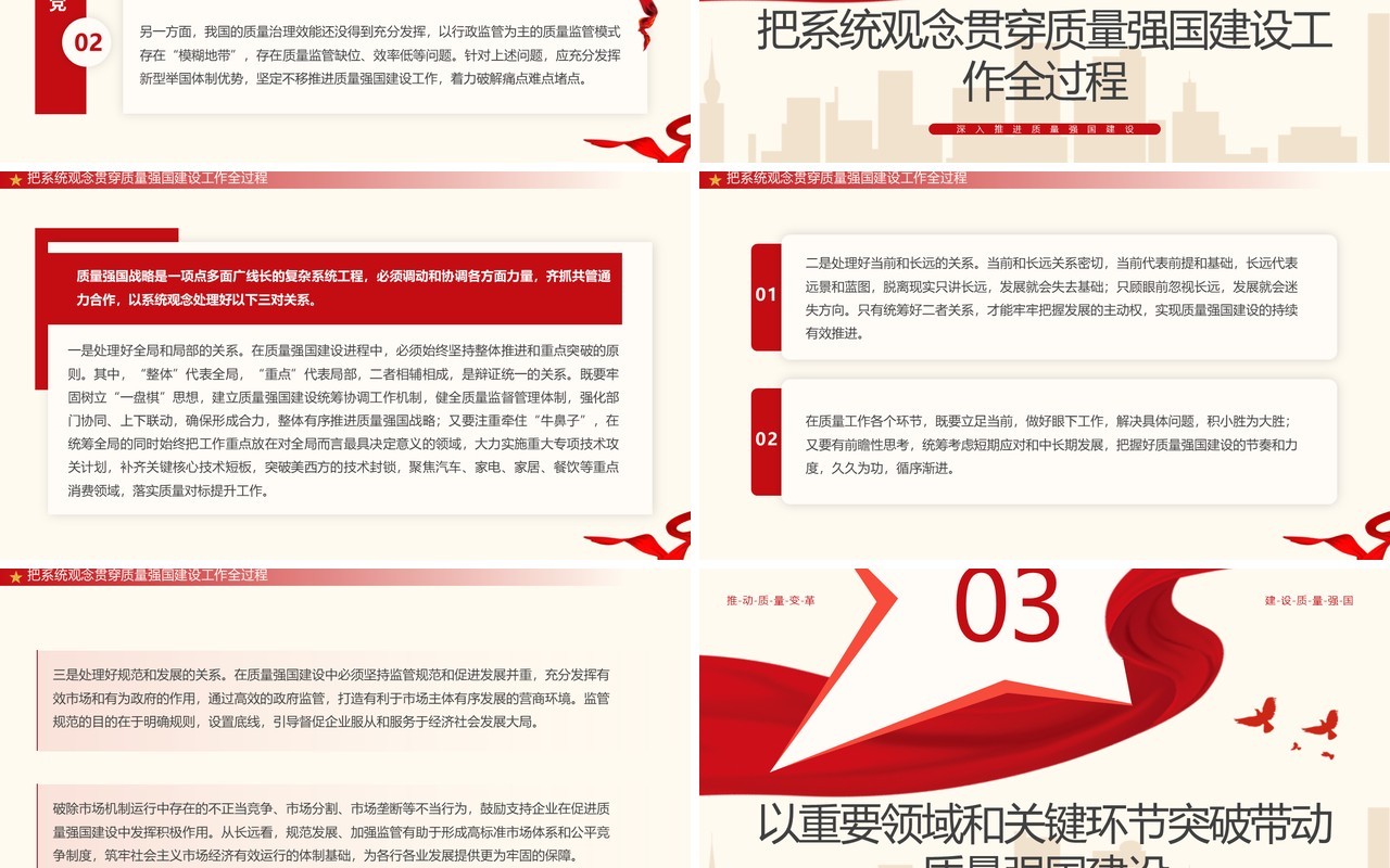2023红色简约风深入推进质量强国建设PPT模板