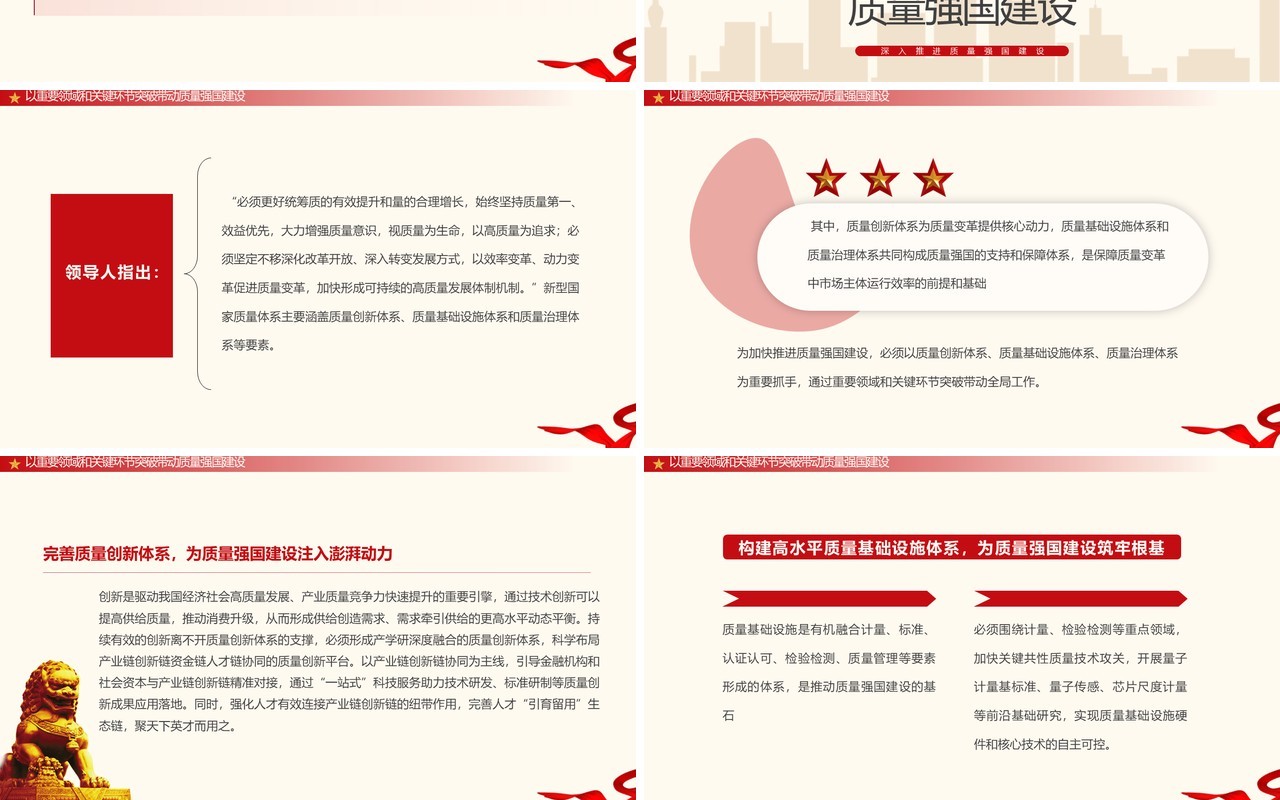 2023红色简约风深入推进质量强国建设PPT模板