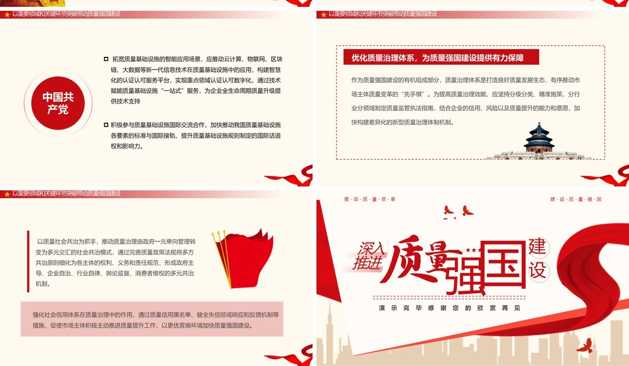 2023红色简约风深入推进质量强国建设PPT模板