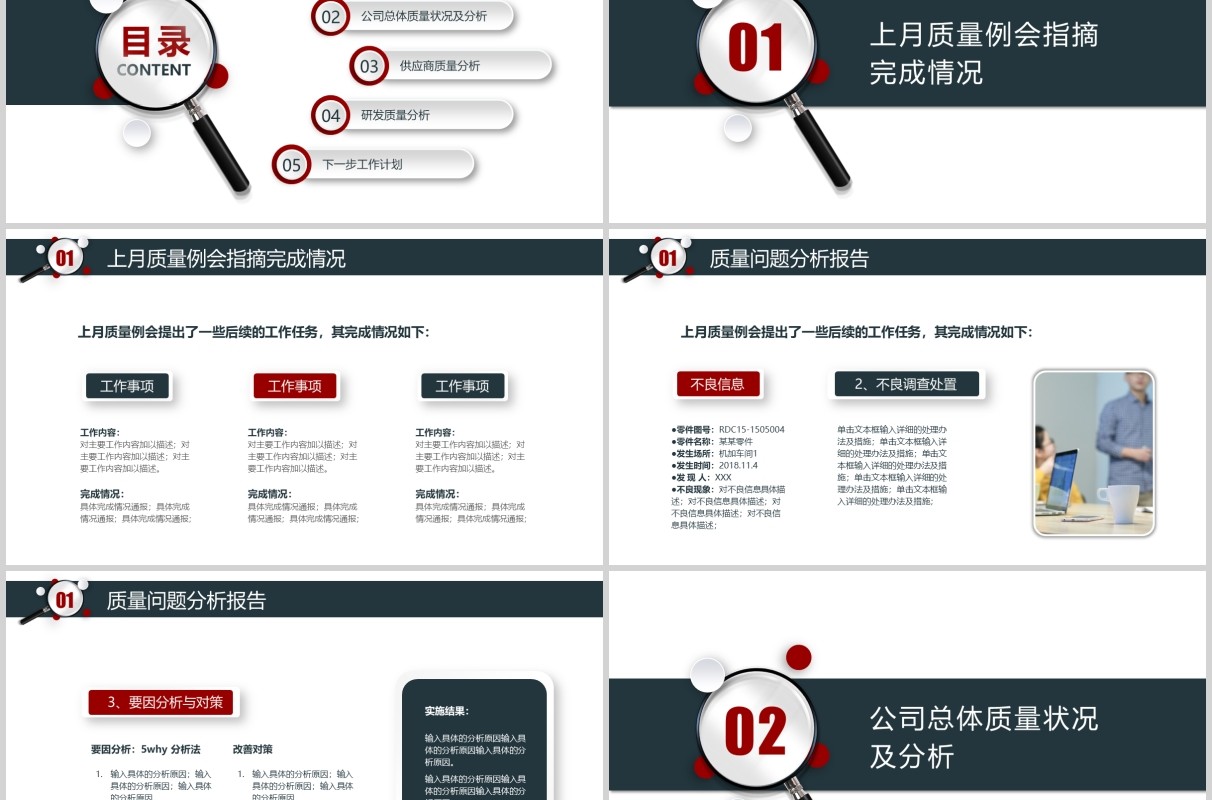 简约月度质量把控周例会PPT模板