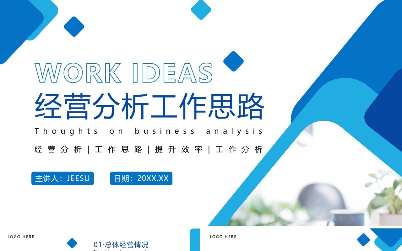 蓝色商务风经营分析工作思路PPT模板
