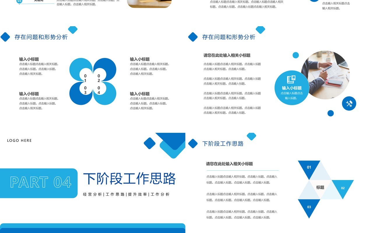 蓝色商务风经营分析工作思路PPT模板