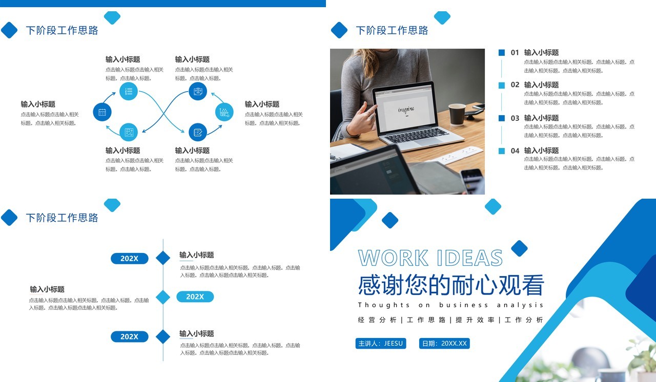 蓝色商务风经营分析工作思路PPT模板