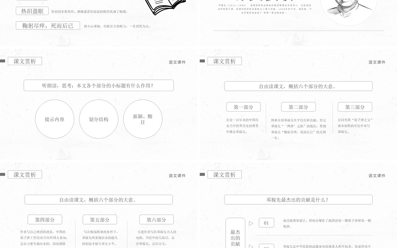 部编版七年级语文下册邓稼先课件PPT模板