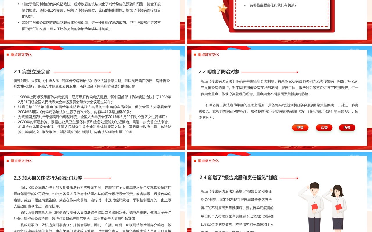 红色简约风传染病防治法解读学习PPT模板