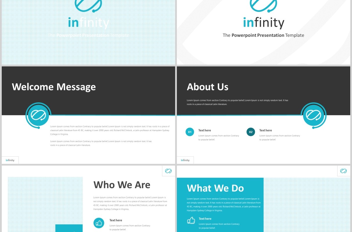 蓝色公司产品展示介绍竞品分析PPT信息图表模板infinity powerpoint template