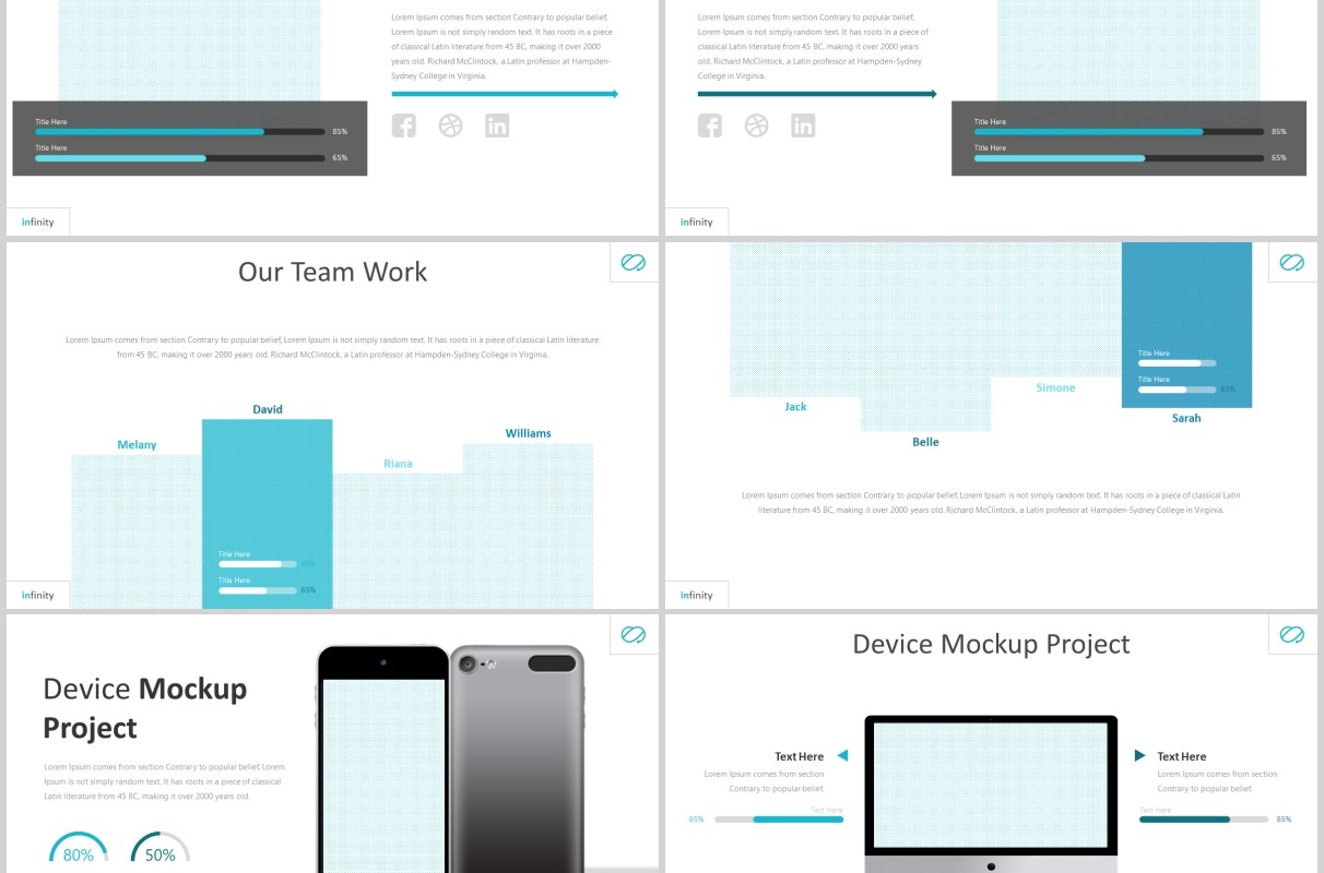 蓝色公司产品展示介绍竞品分析PPT信息图表模板infinity powerpoint template