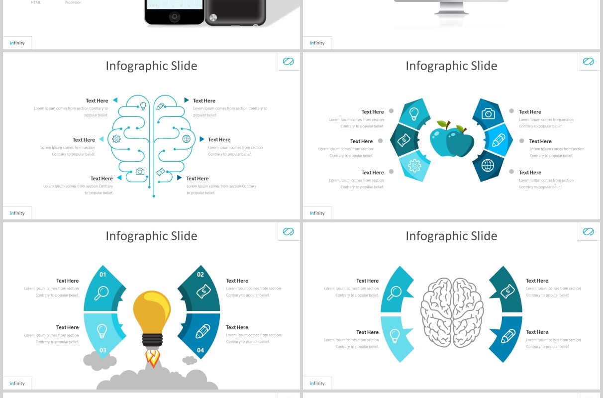 蓝色公司产品展示介绍竞品分析PPT信息图表模板infinity powerpoint template